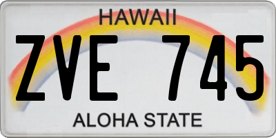 HI license plate ZVE745