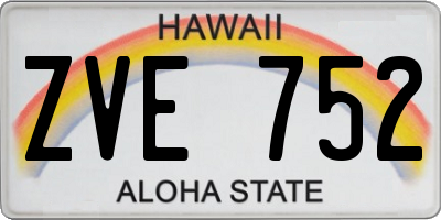 HI license plate ZVE752