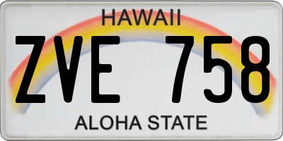 HI license plate ZVE758