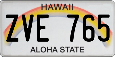 HI license plate ZVE765