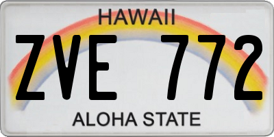HI license plate ZVE772