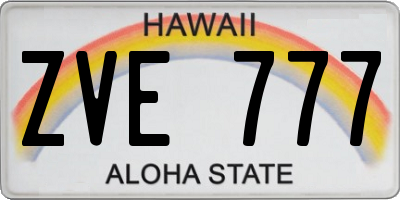 HI license plate ZVE777