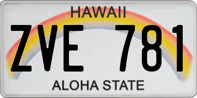 HI license plate ZVE781