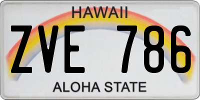 HI license plate ZVE786