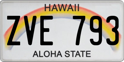 HI license plate ZVE793