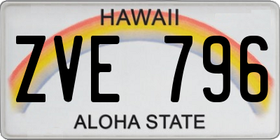 HI license plate ZVE796