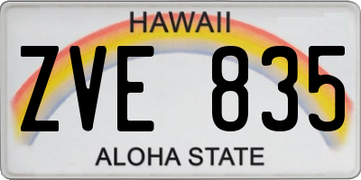HI license plate ZVE835