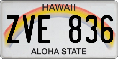 HI license plate ZVE836