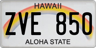 HI license plate ZVE850