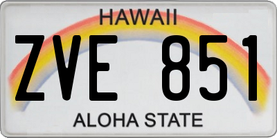 HI license plate ZVE851