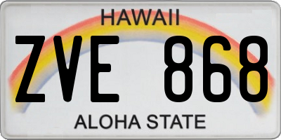 HI license plate ZVE868