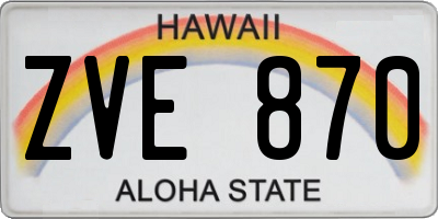 HI license plate ZVE870