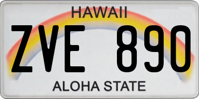 HI license plate ZVE890