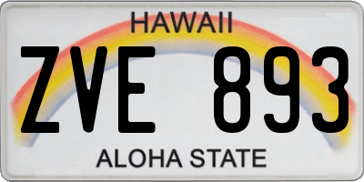 HI license plate ZVE893