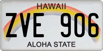 HI license plate ZVE906