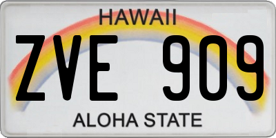 HI license plate ZVE909
