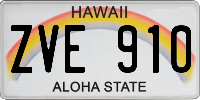 HI license plate ZVE910