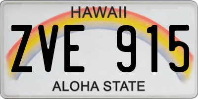 HI license plate ZVE915
