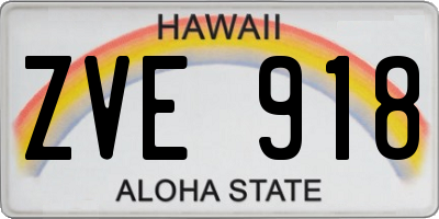 HI license plate ZVE918