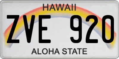 HI license plate ZVE920