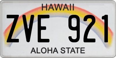 HI license plate ZVE921