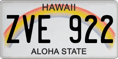 HI license plate ZVE922