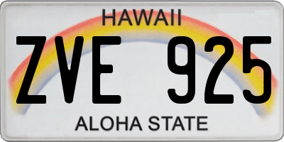 HI license plate ZVE925
