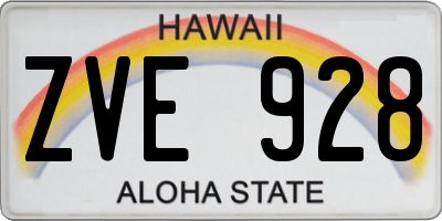 HI license plate ZVE928