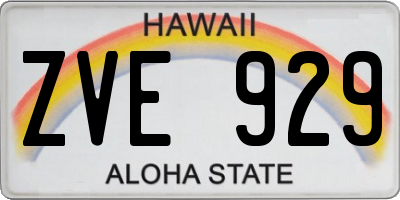 HI license plate ZVE929