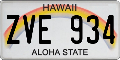 HI license plate ZVE934