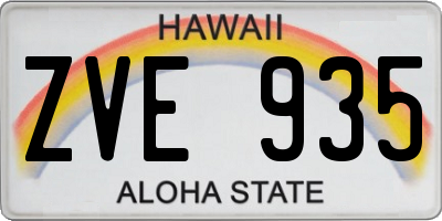 HI license plate ZVE935