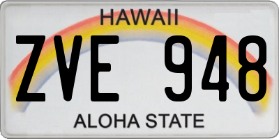 HI license plate ZVE948