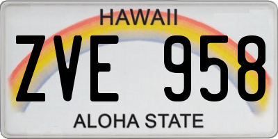 HI license plate ZVE958