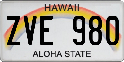 HI license plate ZVE980