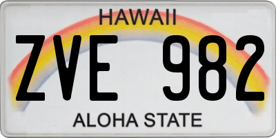 HI license plate ZVE982