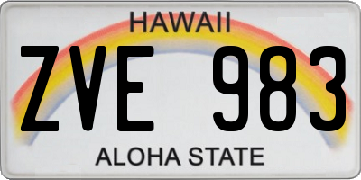 HI license plate ZVE983