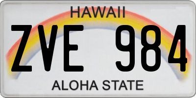 HI license plate ZVE984