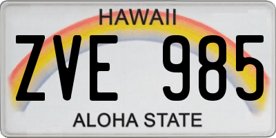 HI license plate ZVE985