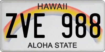 HI license plate ZVE988