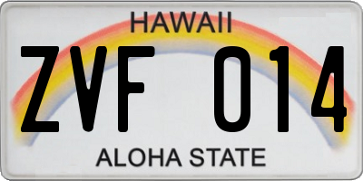 HI license plate ZVF014