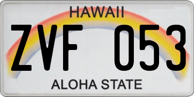 HI license plate ZVF053