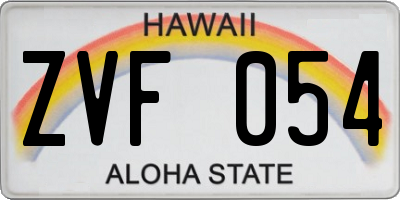 HI license plate ZVF054