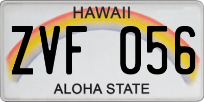 HI license plate ZVF056