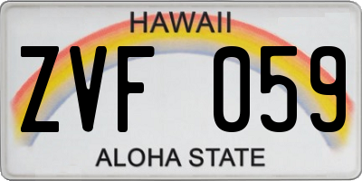 HI license plate ZVF059