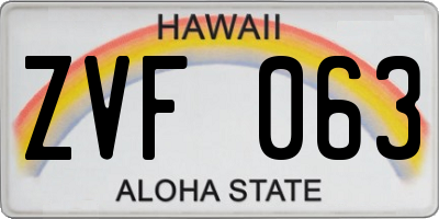 HI license plate ZVF063