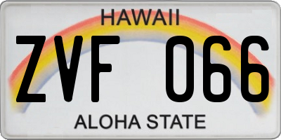 HI license plate ZVF066