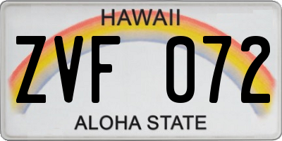HI license plate ZVF072