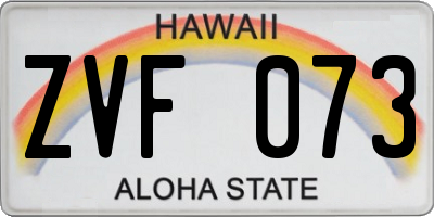 HI license plate ZVF073