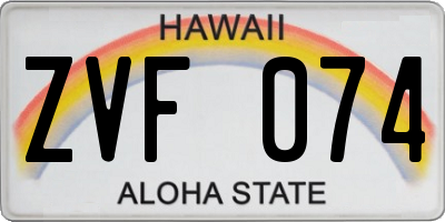 HI license plate ZVF074