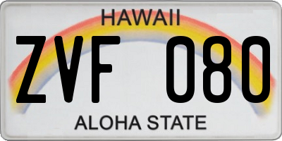 HI license plate ZVF080